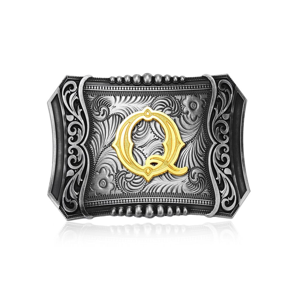 3293 Western Initial Letter ABC to XYZ Belt Buckle, Antique Golden Capital